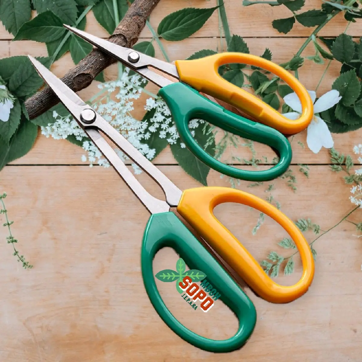 Alat Bonsai dan Berkebun, Sepasang Gunting Hijau Kuning Import, Gunting Pruning