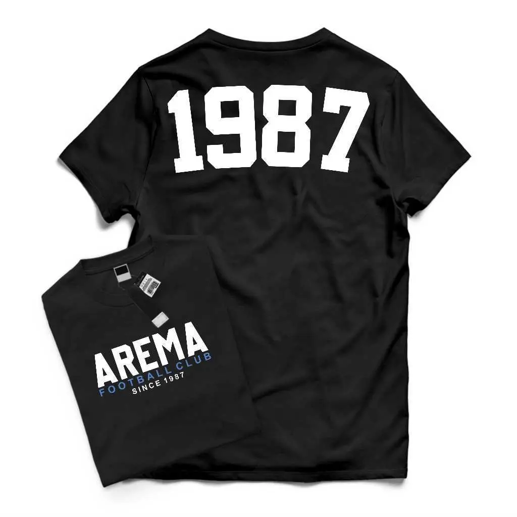 T-shirt Baju Kaos Distro Dewasa AREMA Malang 1987 Aremania Katun 24s Kaos katun sisir dengan bahan melar sedang