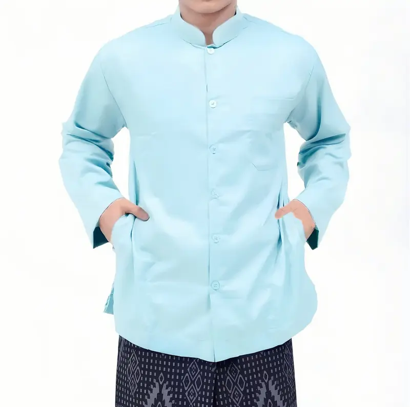 Koko haibah baju koko habib dewasa lengan panjang saku samping bahan katun poli adem produk lokal koko ammu ibrahim untuk Putih Cokelat Hitam baju koko modern nyaman 1