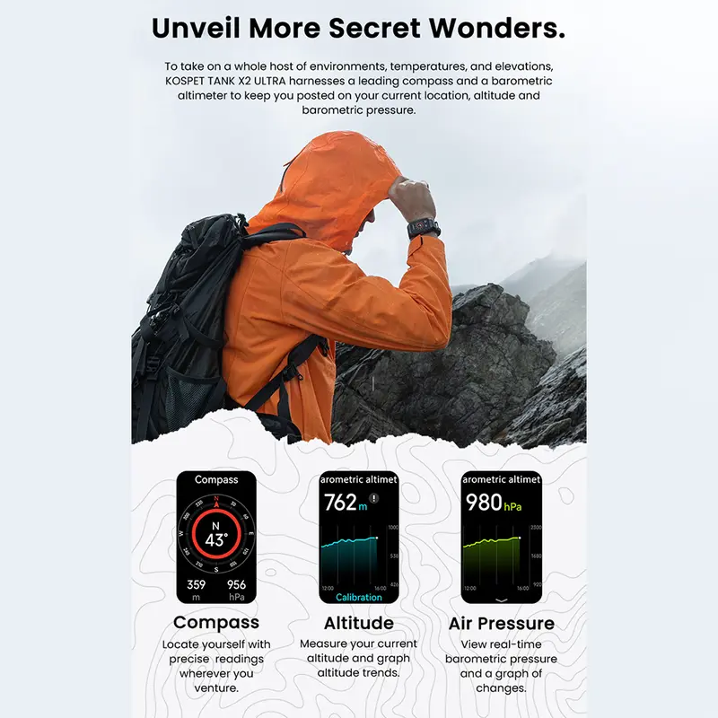 Kospet Tank X2 Ultra Bluetooth Calling Rugged Sport Smartwatch Smartband GPS 1.64" Amoled Fitness Tracker 5ATM 5