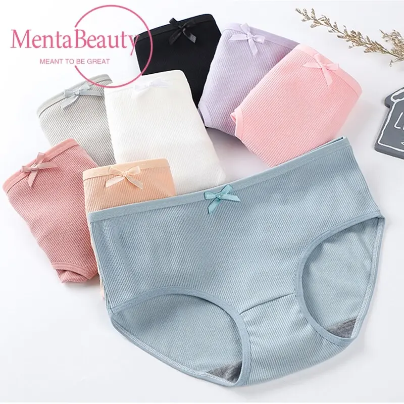 M-XXL Plus Size Women Fashion Mid-Waist Panties Antibacterial Briefs Soft Comfortable Elastic Panties