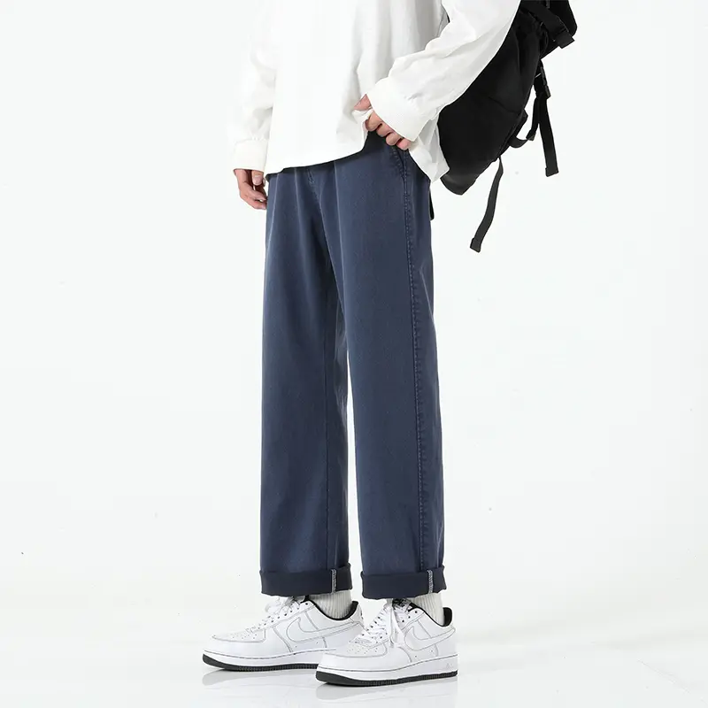 LAOYECHE Autumn/Winter Thick and Loose Straight Leg Wide Leg Jeans for Men - Casual and Versatile Lenzing Pants for Men