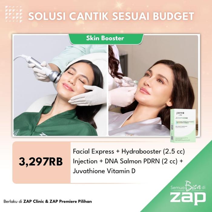 Gambar Facial Express + Hydrabooster (2.5 cc) + DNA Salmon PDRN (2 cc) + Juva by ZAP Juvathione Vit D dari ZAP Clinic Kota Administrasi Jakarta Selatan Tokopedia