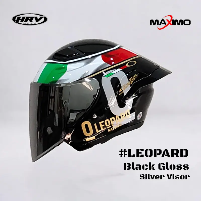 Helm HRV Maximo Motif Leopard Half Face SNI Motocycle Paket Ganteng helmpaket  ganteng visor  iridium helmsni 3