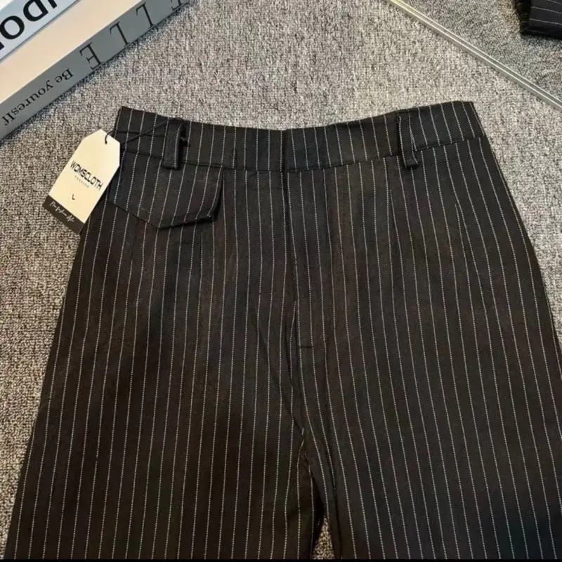 Oro Pants Stripe Bangkok Loose Pants Wanita Celana  Panjang Casual Antikusut Highwaist Korean Style Katun celanapanjang kulot Kekinian 3