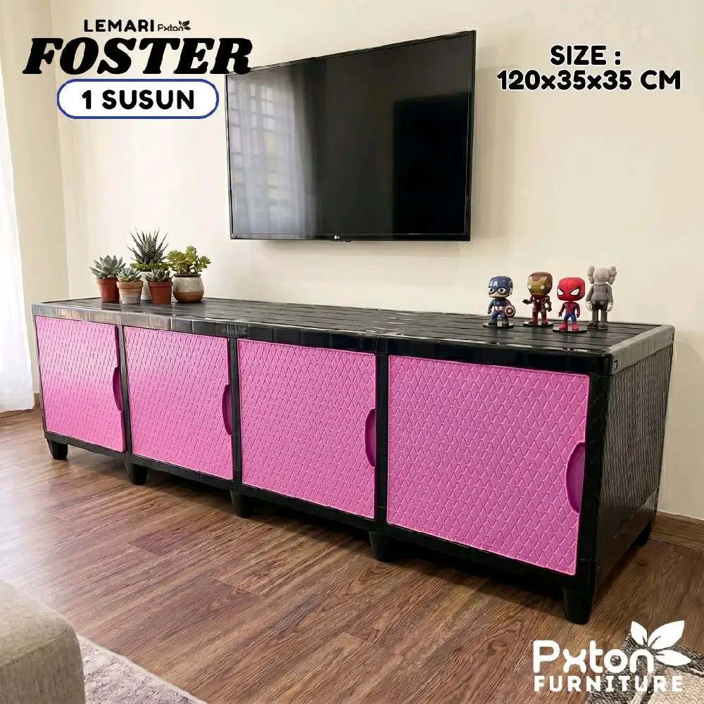 Pxton Furniture Lemari FOSTER 1 SUSUN Ukuran 120x35x35 CM Desain Modern untuk Ruang Tamu Tv