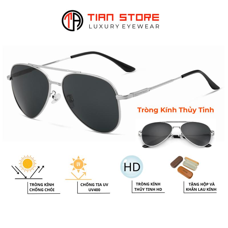 Kính Râm Đẹp Cho Nam Tròng Thủy Tinh TA3092, Kính Mát Đi Đường cho Nam Kiểu Dáng Phi Công Phù Hợp Nhiều Khuôn Mặt, Mắt Kính Chống Chói Loái và Tia UV400 Khi Đi Nắng