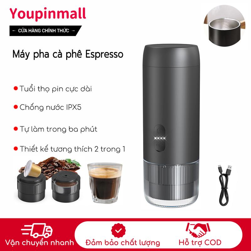  Máy pha cà phê Ý Cầm Tay Cliton với chiết xuất áp suất cao 20Ba thiết kế 2 trong 1 tương thích pin dung lượng lớn 1500mAh sạc nhanh trong 3 giờ 