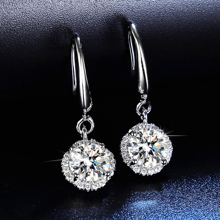 925 Anting Kancing Bulat Klasik Modis Jarum Perak Jarum Perak 1