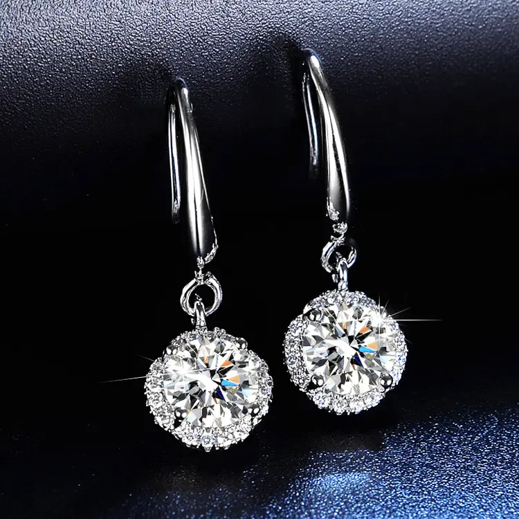 925 Anting Kancing Bulat Klasik Modis Jarum Perak Jarum Perak 1