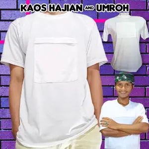 KAOS HAJI DAN UMROH dengan saku di dada menggunakan resleting Pria
