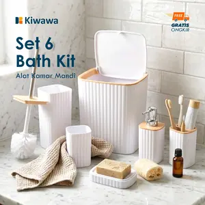 Kiwawa Set Alat Kamar Mandi 6in1 Minimalis Bathroom Kit Putih - TORAO BK