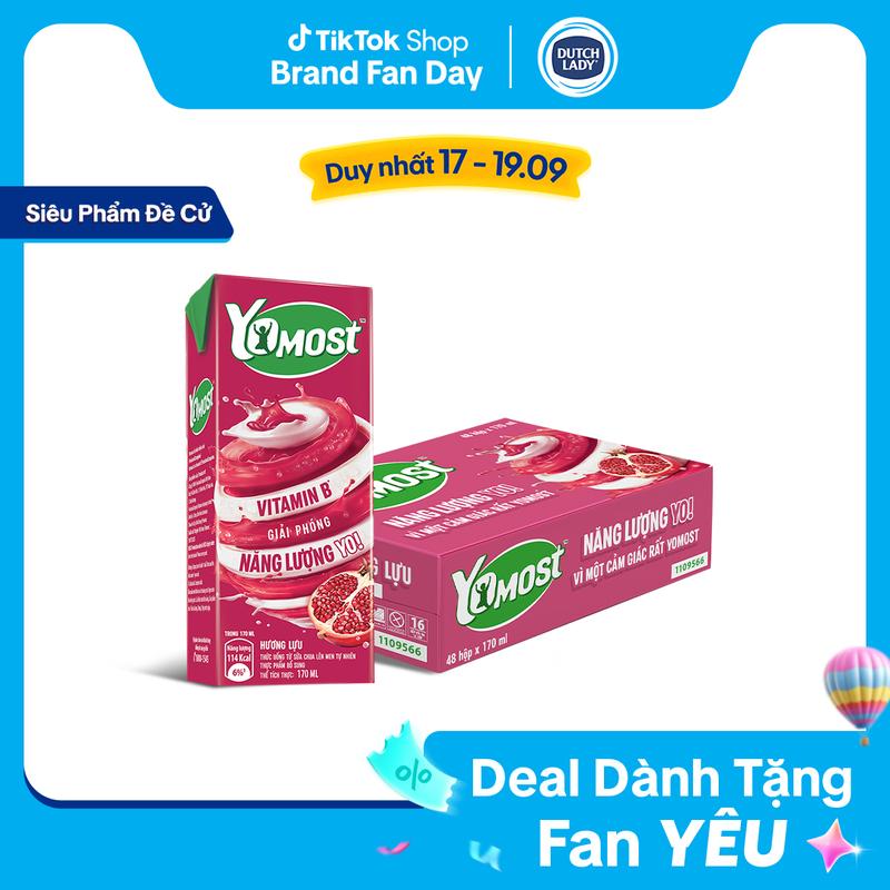 Thùng 48 Hộp Sữa Chua Lên Men Tự Nhiên Yomost Hương Cam 170ml