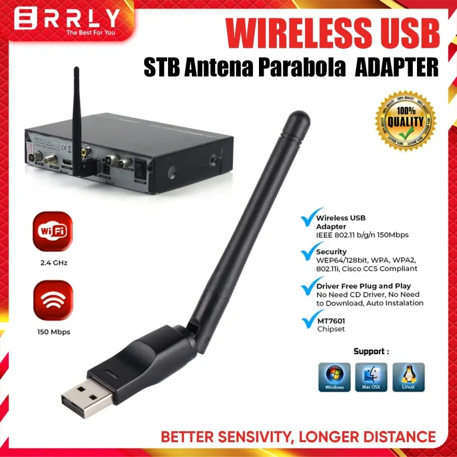 ERRLY USB Dongle Wifi Wireless Adapter Receiver Antena MTK7601 Komputer PC Laptop Set Top Box 150Mbps WIFI STB DVB T2 MTK 7601