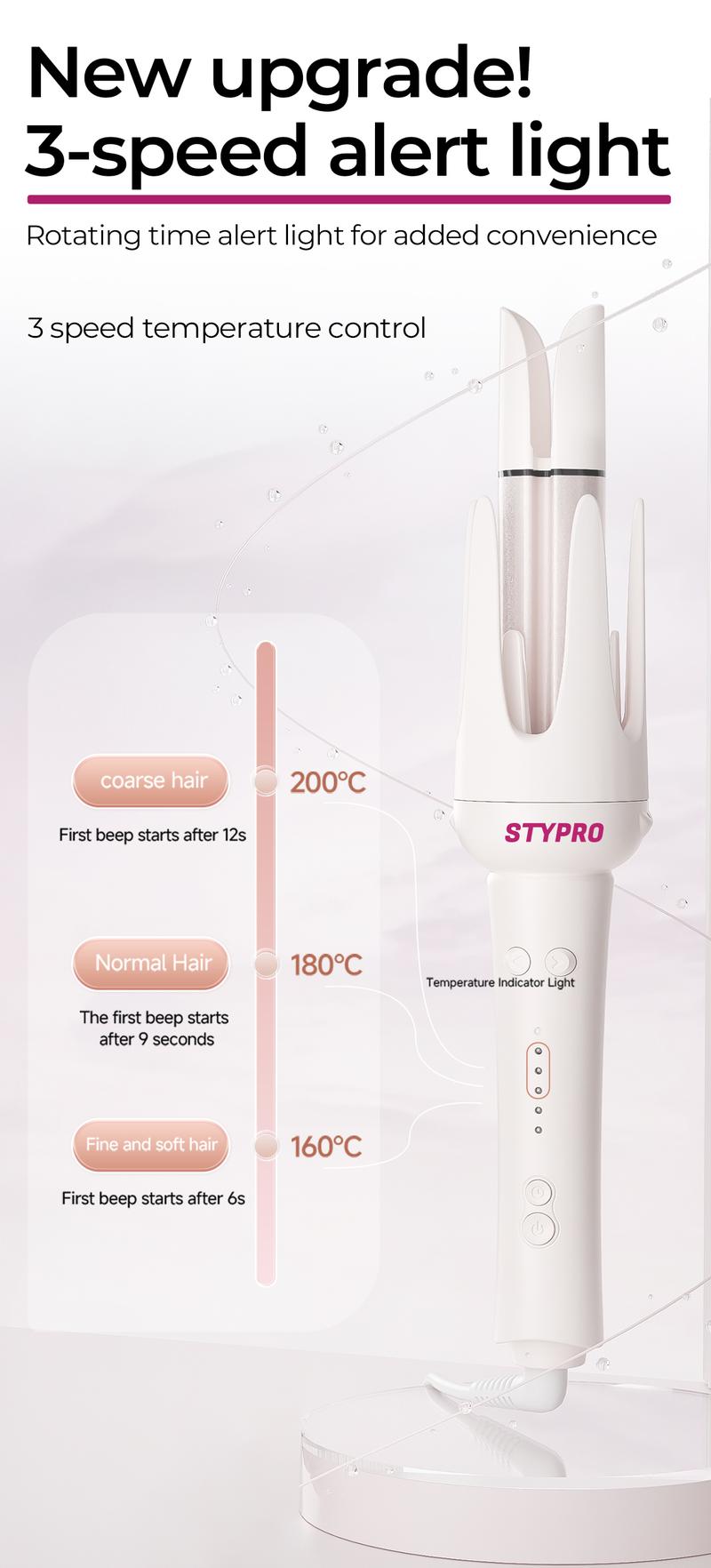 Product Introduction of STYPRO Multi In One Automatic Curling Iron Pink 25mm+32mm + Professional Hair Care Comb | Catokan Keriting Otomatis Hair Styler Curly | Sisir Tanduk Sisir Rambut Keriting ST-40014002 46