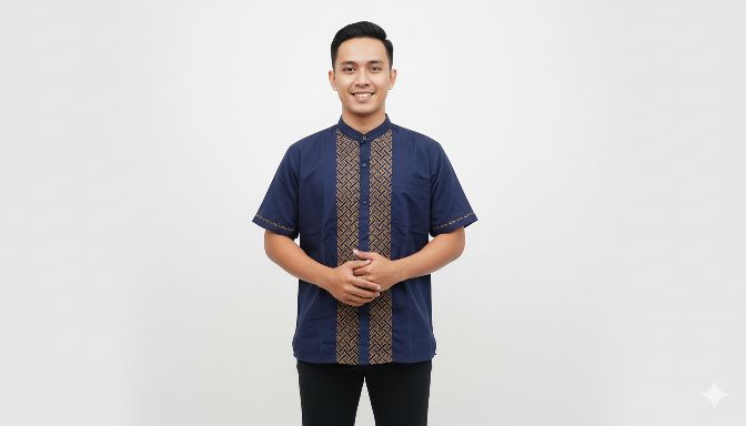 Big Size Jumbo Baju Koko Pria Muslim Dewasa Lengan Pendek Baju Koko Batik Kobata Terbaru