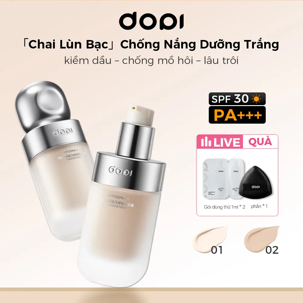 Ảnh đại diện Lâu Trôi Makeup Chống Nắng「Chai Lùn Bạc」Kem Nền DOPI SPF30 PA+++ Chống Mồ Hôi, Che Phủ Nhẹ Nhàng, Kiềm Dầu, Giữ nền Không Phai 35ml