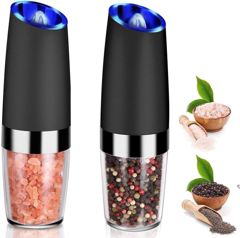 Tebery 2 Pcs Gravity Electric Salt and Pepper Grinder Set, Battery Sa…