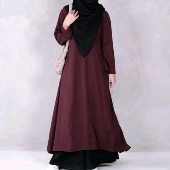 tunik | outfit kekinian  Atasan remaja-Dewasa Dress bahan crinkle Airflow Midi Basic Wanita 2