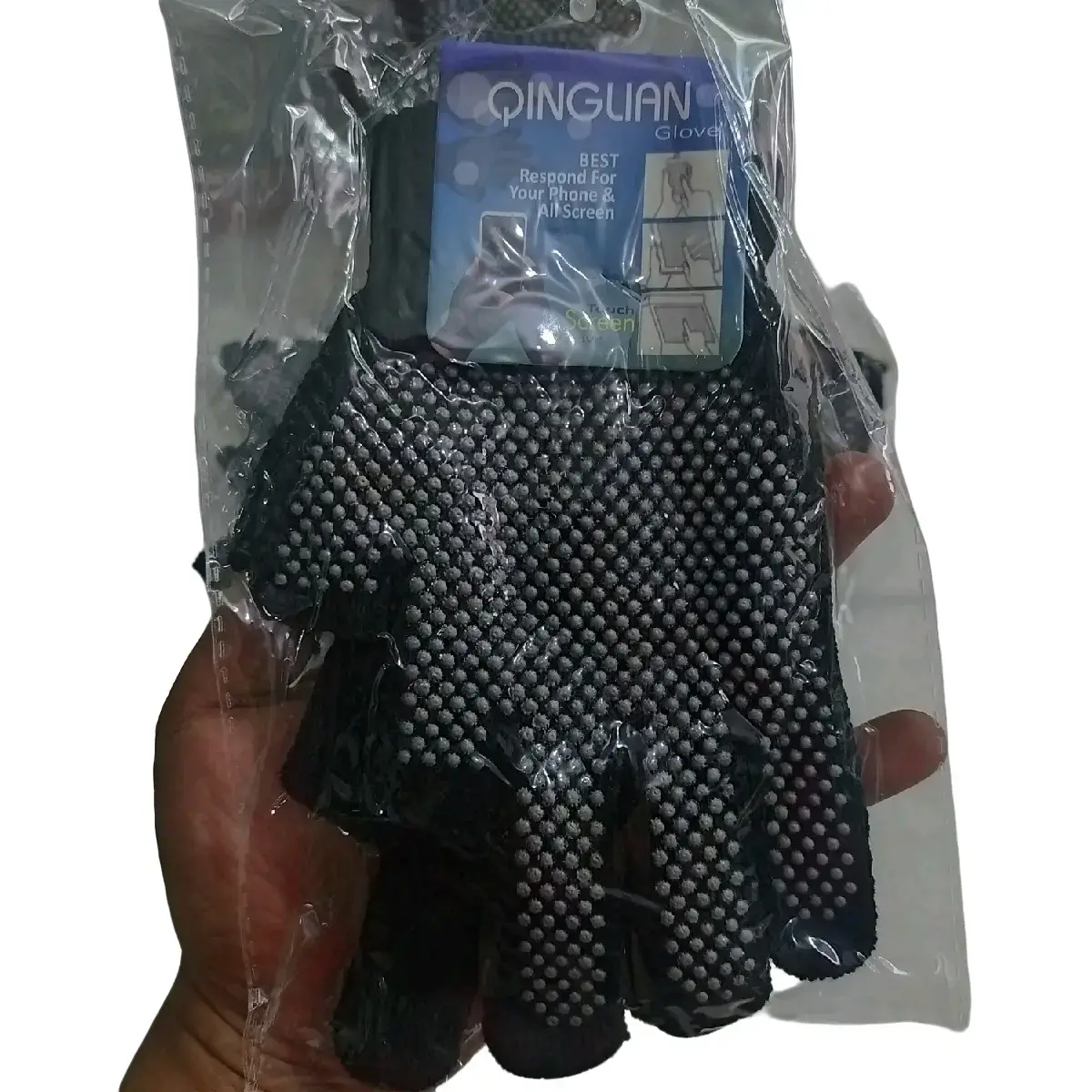SARUNG TANGAN TOUCHSCREEN BOLONG 2 JARI BINTIK BINTIK