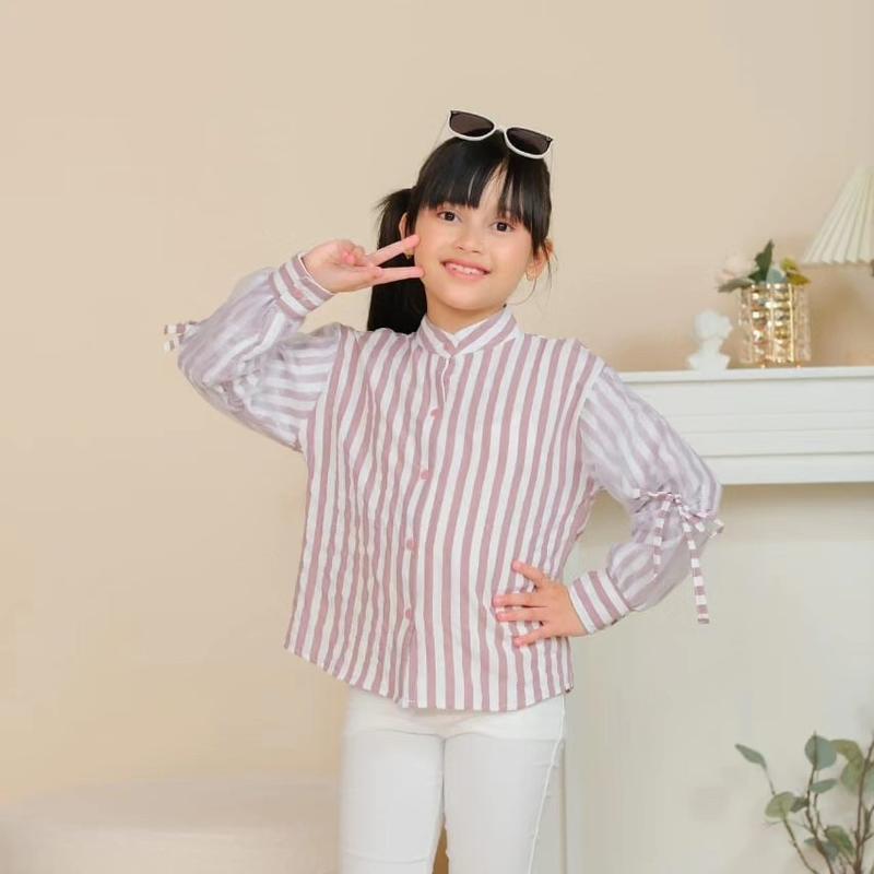 Product Introduction of 3-12 TAHUN KEMEJA ANAK OVERSIZE ORGANZA KEMEJA ANAK MOTIF SALUR Fashion 5