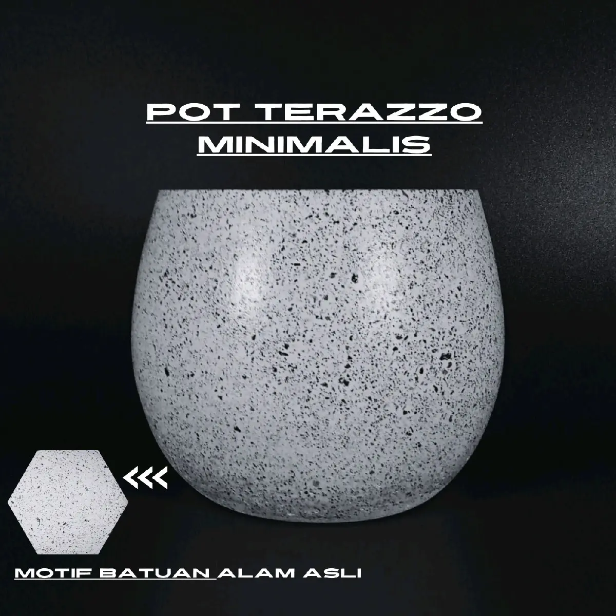 Pot Terazo Batu Alam 12cm Putih Minimalis Tanaman Indoor Outdoor