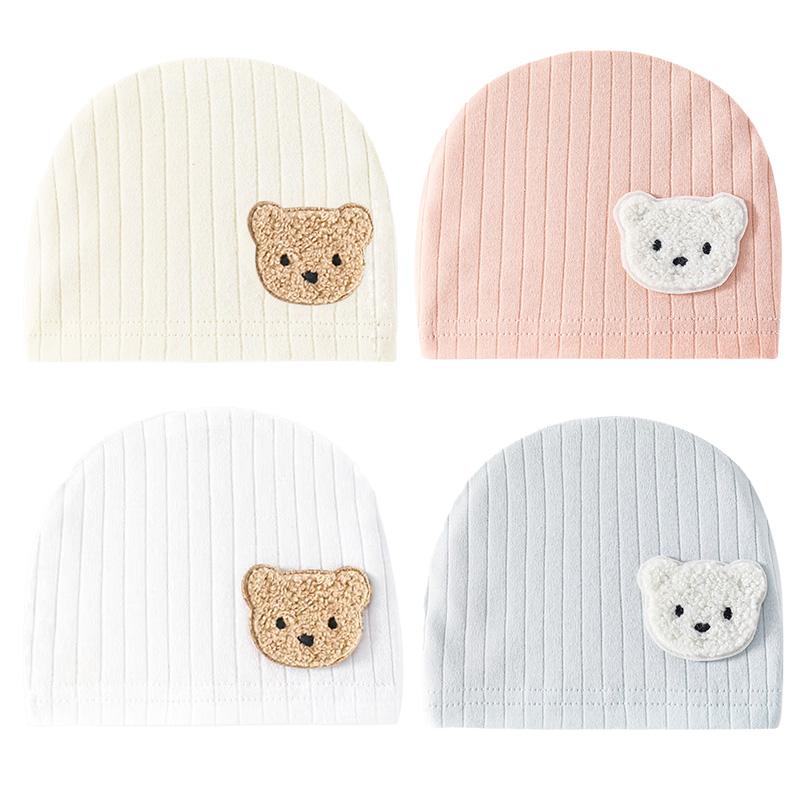 Mũ Len Sơ Sinh, Thiết Kế Hình Gấu Hoạt Hình, Chất Liệu Bông Mềm Mại, Mũ Dệt Kim Cho Em Bé, Màu Trơn Mũ Dưa Cho Trẻ Sơ Sinh, Ấm Áp Mùa Thu, Mũ Trùm Đầu Đầu Lâu Cho Trẻ Mới Biết Đi