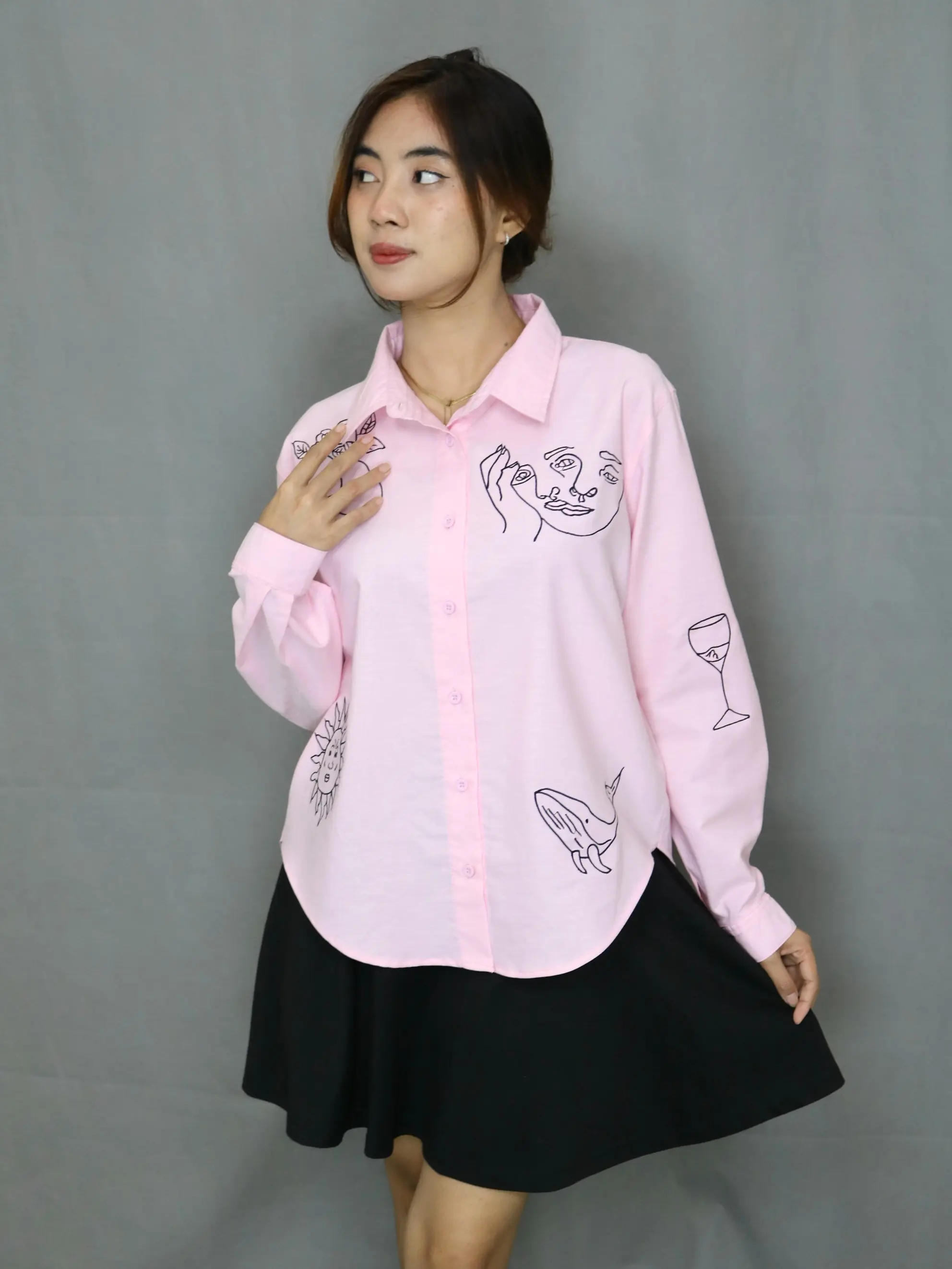 LILIUM AIT - GEISHA SHIRT - KEMEJA BORDIR BAHAN KATUN OXFORD
