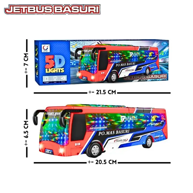 Mainan Jet Bus Basuri Bump And Go Ada Musik Dan Lampu 5D Anak Control Toys 0