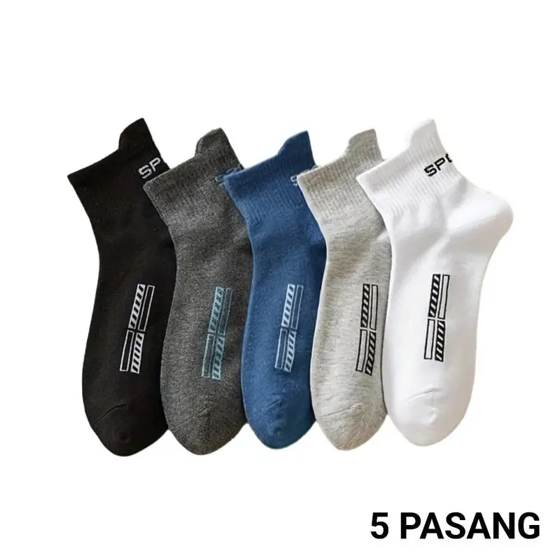 ( sport kuping 3/4 ) 5 pasang kaos kaki olahraga setengah betis pria wanita dewasa 0