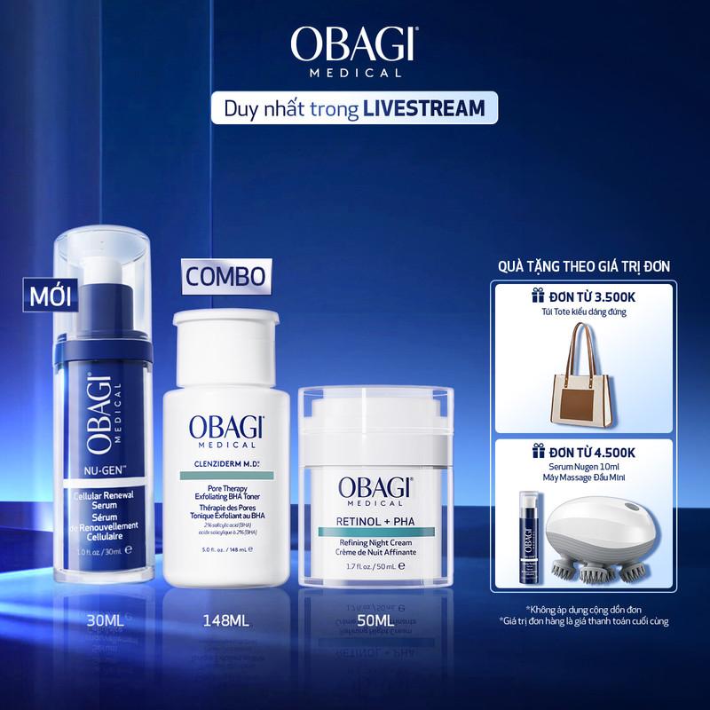 (Độc quyền Mây Ăn Ảnh) Bộ ba Obagi Retinol + PHA 50ml & Toner 2% BHA 148ml & Serum NU-GEN 30ml