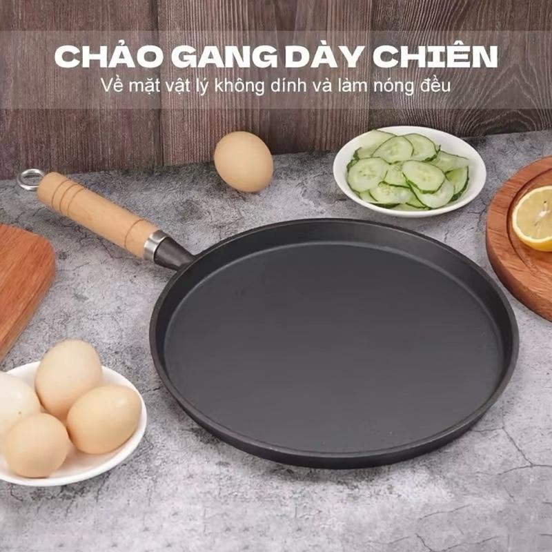 Chảo Gang Đúc Nguyên Khối Bán Kính 20cm - Vẽ Mặt Vật Lý Không Dính Và Làm Nóng…