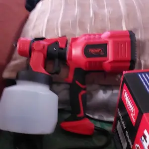 REAIM 1200ML Spray Gun Listrik 450W Mesin Cat Semprot Elektrik Alat Semprot Cat Sprayer Cat Untuk Cat Tembok Kayu Besi Penggunaan Rumah Tangga Proyek Renovasi Tukang Profesional Atomisasi Tinggi Hasil Halus Tidak Untuk Minyak Efisien Praktis Tahan Lama