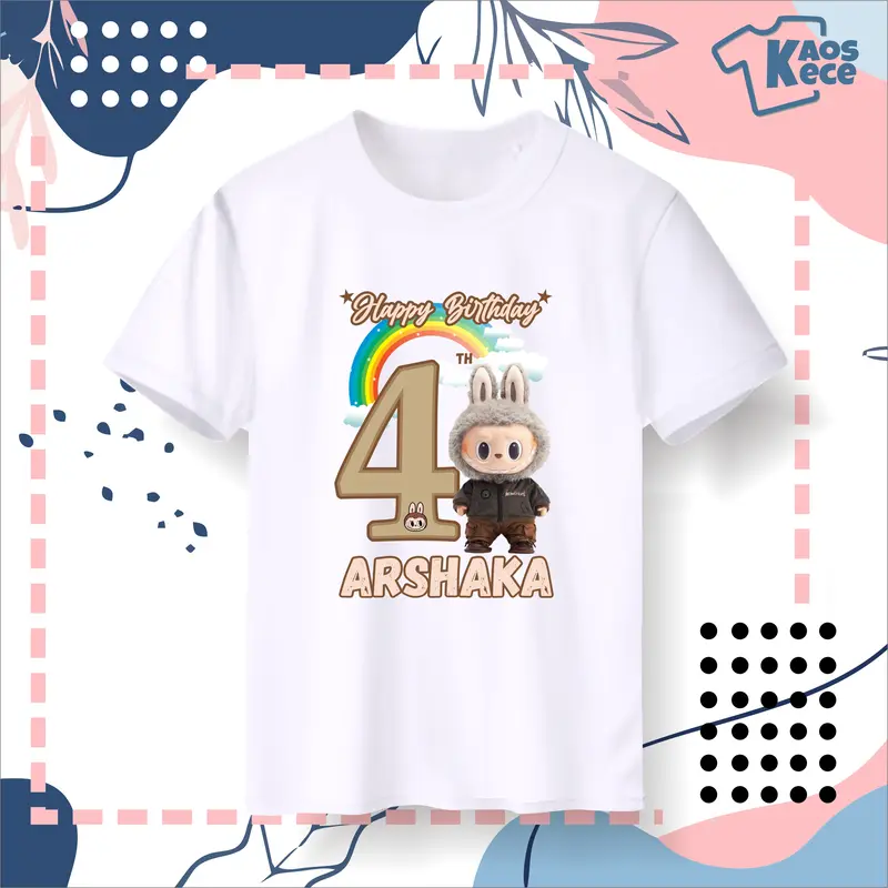Kaos Ulang Tahun Labubu couple Gratis sablon nama 3