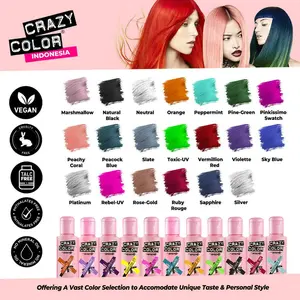 Crazy Color Semi Permanent Hair Color Cat Rambut Pewarna Rambut 100ml Katalog