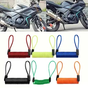 Motorcycle Theft Protection 25-90cm Safety Steel Wire Rope Spring Cable Bike Lock Padlock for Protection Cab - Red