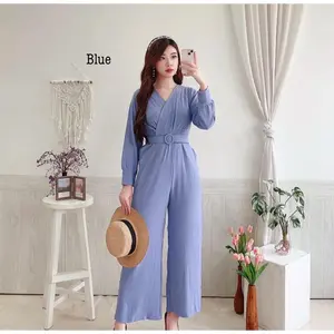 [ Siro ] Jumpsuit Wanita Sandra Polos Kringkel Halus Premium || Jumpsuit Panjang Elegan / Jumpsuit Panjang Casual Stylish / Jumpsuit Fashion Wanita / Jumpsuit Korea style / Jumpsuit Sabrina / Jumpsuit Modis / Jumpsuit trend