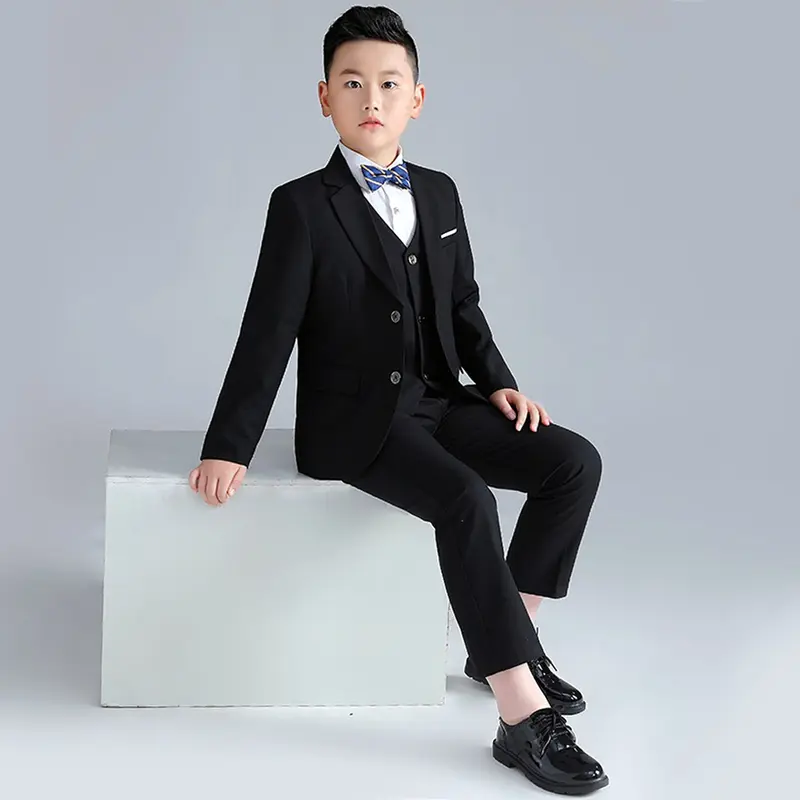 Justblack Setelan Jas Blazer Anak Laki-laki Umur 2-13 Tahun Basic List Putih Kancing Dua Terbaru 3