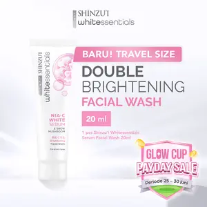 Shinzui WHITEssentials Double Brightening Facial Wash Snow Mushroom mini 20 ml | Sabun Cuci Muka Mencerahkan dengan Niacinamide