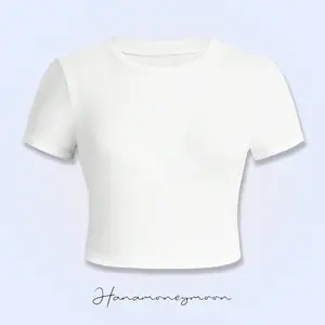 Hanamoneymoon Baby Tee - Baju Crop Top Cewek Y2K Double-faced Polos Lembut Adem Melar All Size Bahan Knit Rib Cotton Tidak Menerawang