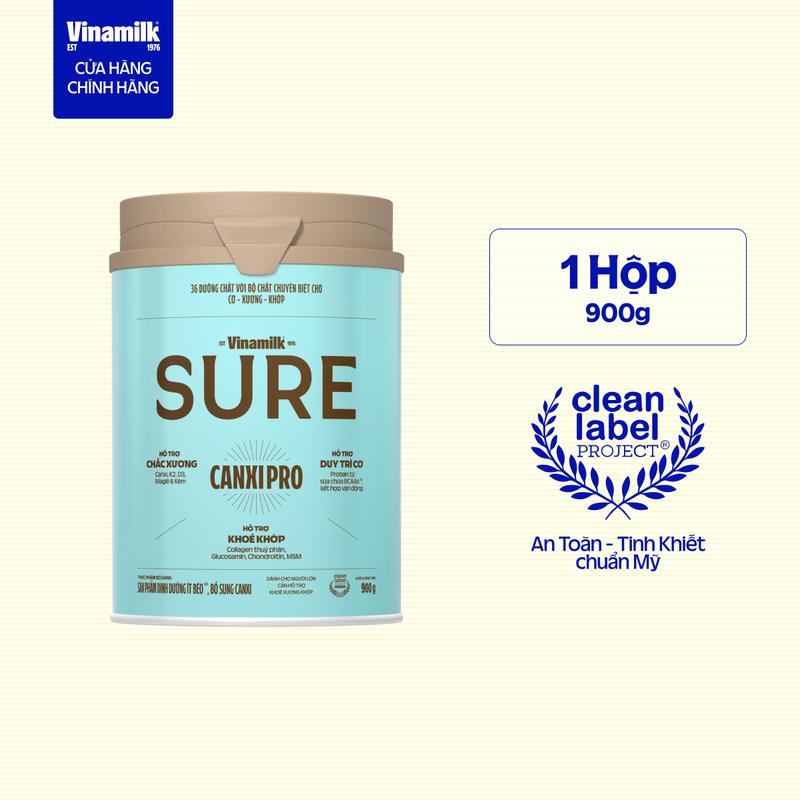   DEAL HOT  Sữa bột Vinamilk CanxiPro 900g  Hộp thiếc  - Sữa bổ sung Canxi cho người cao tuổi 