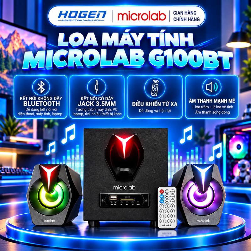 LOA MÁY TÍNH MICROLAB G100BT | BLUETOOTH 4.0 KẾT NỐI NHANH CHÓNG | CÔNG SUẤT 11W CHO ÂM THANH CỰC SỐNG ĐỘNG | ĐIỀU KHIỂN TỪ XA TIỆN LỢI | ĐÈN LED BẮT MẮT| BẢO HÀNH 12 THÁNG - LỖI 1 ĐỔI 1