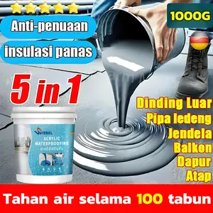Coating Lem Anti Bocor Super Kuat Transparan 1000ml Tahan Air Untuk Semua Permukaan Atap Genteng Tembok Toilet Kolam Talang Pipa Retak Ubin Pelapis Waterproof Anti Rembes & Bocor Ampuh Cepat Kering Extra Strong Glossy