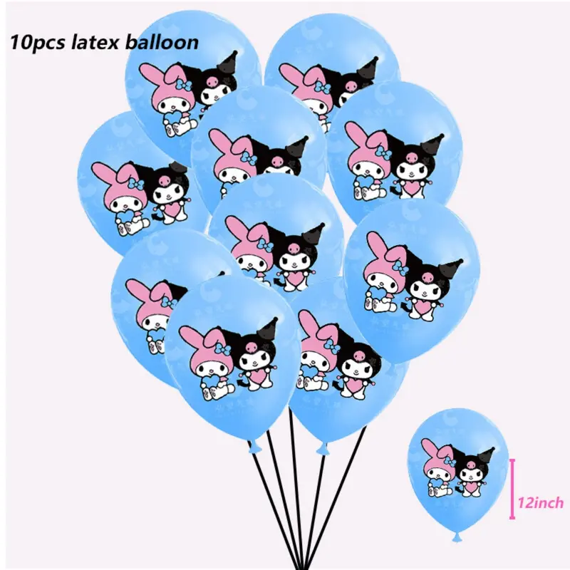 Bộ Bóng Bay, 10 Cái, Phong Cách Anime Kawaii, Hello Kitty, Kuromi, Melody, Bóng Bay Quế, Đồ Trang Trí Tiệc Hoạt Hình Dễ Thương, Thích Hợp Cho Trẻ Em, Quà Tặng Và Đồ Chơi 4