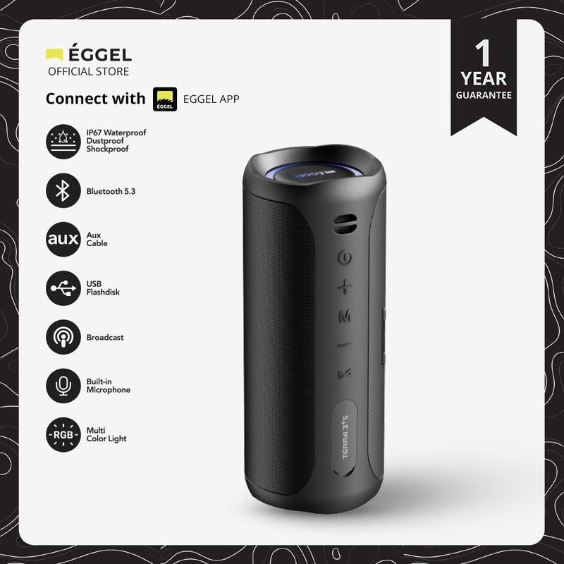 Eggel Terra 3 Plus S Waterproof Bluetooth Speaker with RGB Lights 0