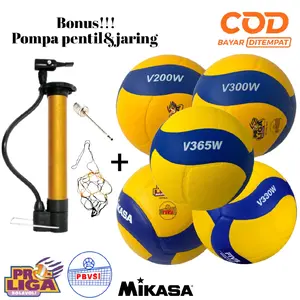 BOLA VOLLY MIKASA V200W&V300W&V320W&V330W&V365W GRADE ORIGINAL/GRATIS POMPA PENTIL&JARING