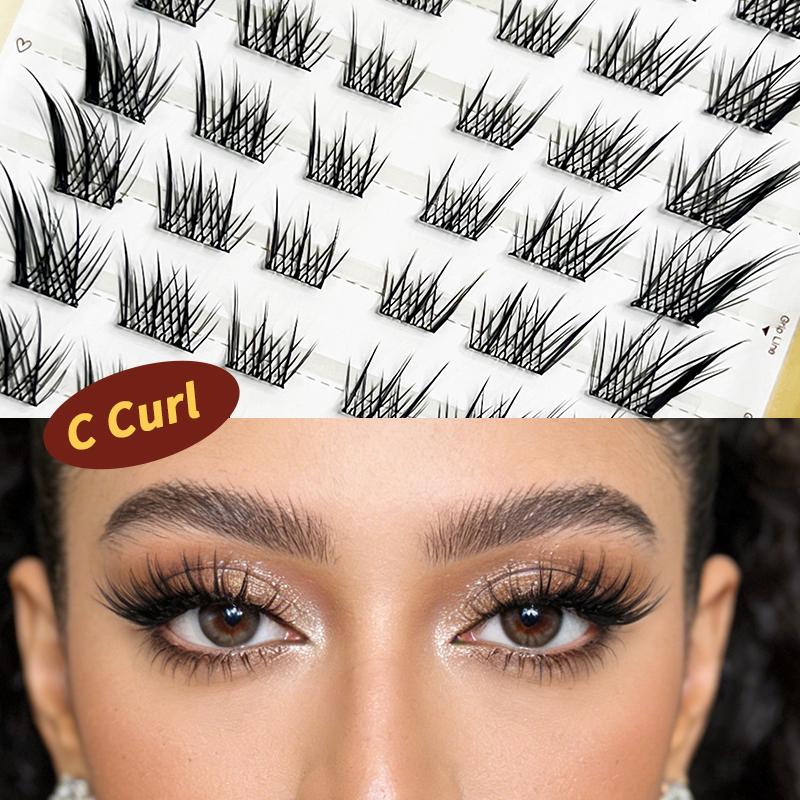 HOHOISYOU 60PCS Bulu Mata Palsu Gaya Fox Eye Tanpa Lem 9-14MM - Membuat Makeup Mata Alami dan Menawan untuk Pemula & Profesional - Peel Extension Eyelash Glam Removal - Asli, Panjang Panjang