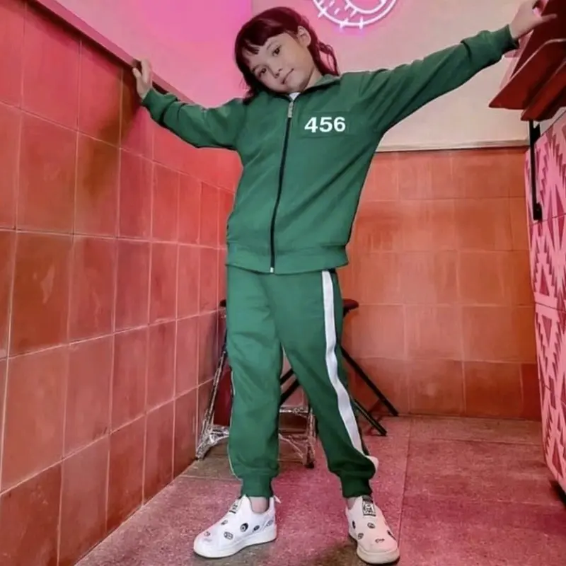 Squid Game 2 Setelan Jaket Resleting Anak Viral Terbaru 1-12 Tahun Fashion Anak-Anak Parsel 2