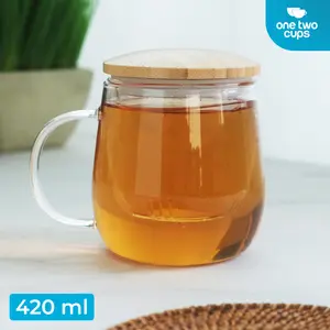 Cangkir Teh Saringan Kaca Tahan Panas Infuser Mug - C225