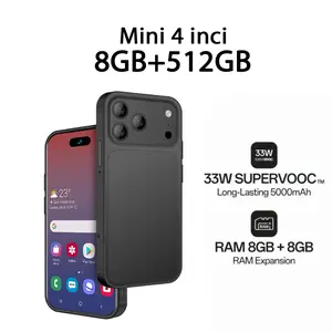4 inci mini Smartphone ip17pro max mini phone ram 8/512GB jaringan 3G/4G Garansi ponsel mini 4 inci
